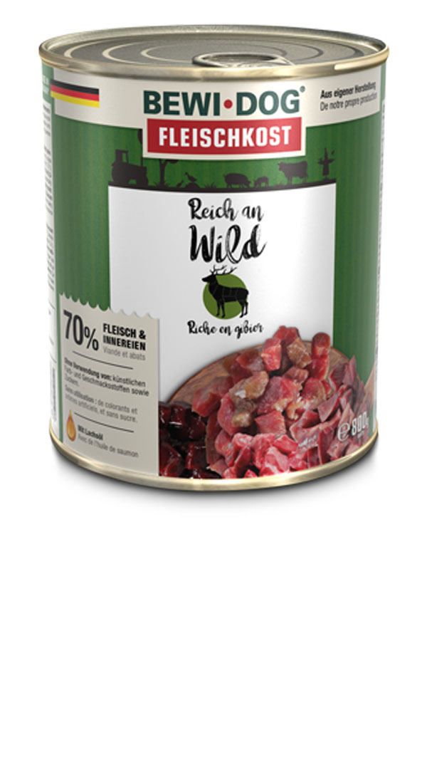 BEWI DOG Fleischkost Reich an Wild, 800g BEWI DOG Fleischkost Reich an Wild, 800g