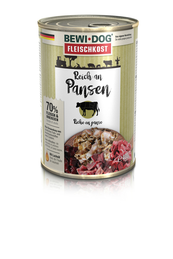 BEWI DOG Fleischkost Reich an Rinderpansen, 400g BEWI DOG Fleischkost Reich an Rinderpansen, 400g