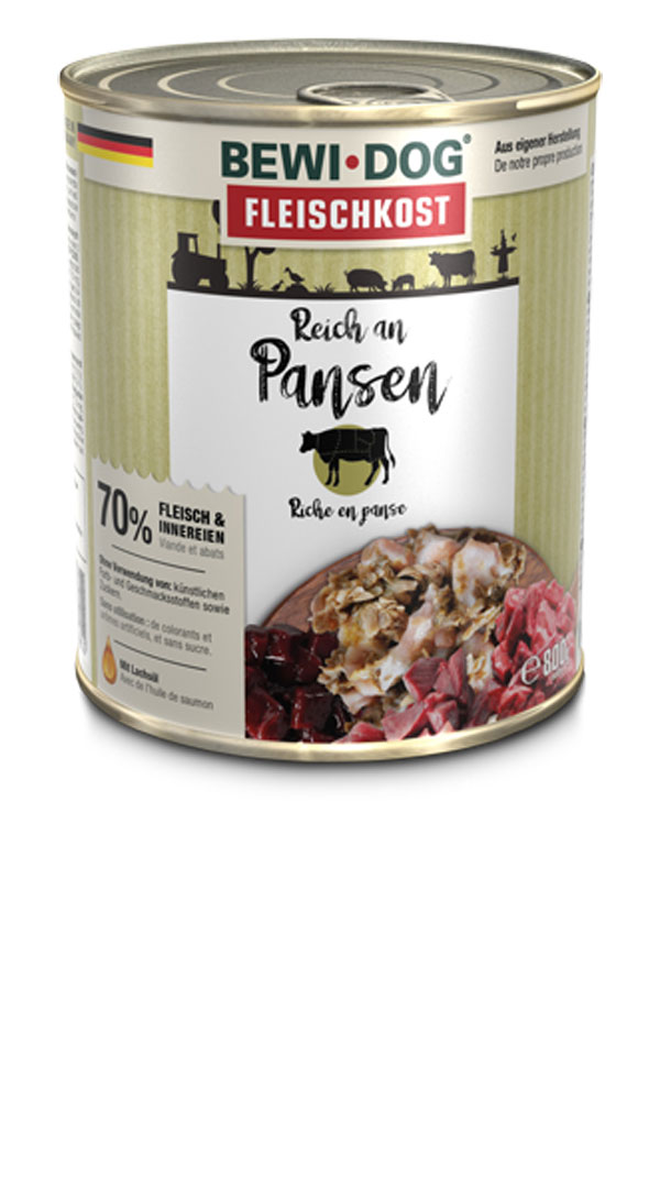 BEWI DOG Fleischkost Reich an Rinderpansen, 800g BEWI DOG Fleischkost Reich an Rinderpansen, 800g
