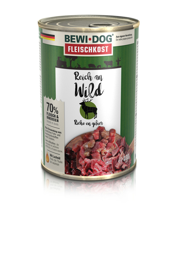 BEWI DOG Fleischkost Reich an Wild, 400g BEWI DOG Fleischkost Reich an Wild, 400g