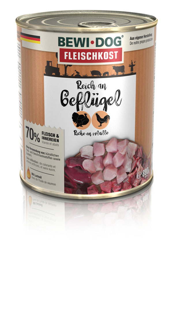 BEWI DOG Fleischkost Reich an Geflügel, 800g BEWI DOG Fleischkost Reich an Geflügel, 800g