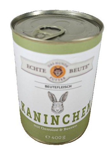 Echte Beute Beutefleisch Sensitive Kaninchen mt Gemüse & Beeren, 400g Dose Echte Beute Beutefleisch Sensitive Kaninchen mt Gemüse & Beeren, 400g Dose
