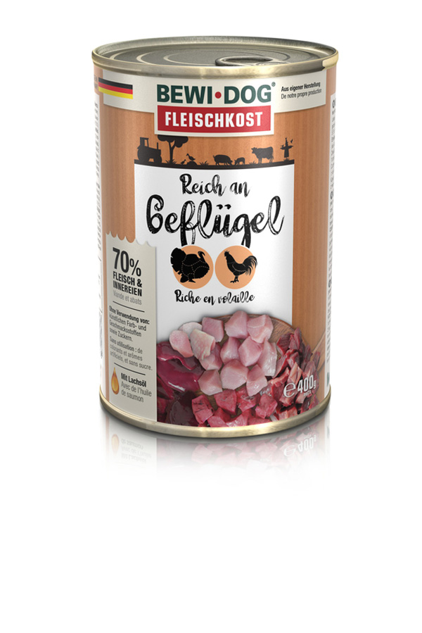 BEWI DOG Fleischkost Reich an Geflügel, 400g BEWI DOG Fleischkost Reich an Geflügel, 400g