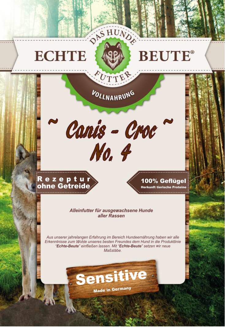 Echte-Beute Canis-Croc No. 4 Sensitive mit Geflügel 12,5kg Echte-Beute Canis-Croc No. 4 Sensitive mit Geflügel 12,5kg