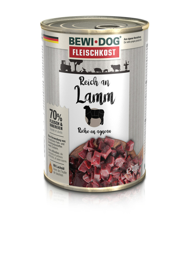 BEWI DOG Fleischkost Reich an Lamm, 400g BEWI DOG Fleischkost Reich an Lamm, 400g