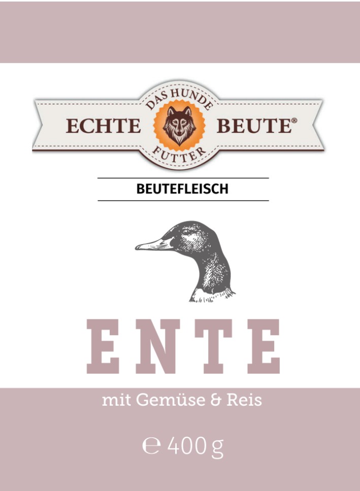 Echte Beute Beutefleisch Sensitive Ente mit Gemüse & Reis, 400g Dose