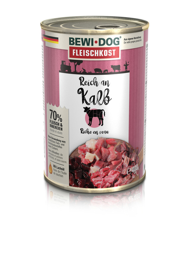 BEWI DOG Fleischkost Reich an Kalb, 400g BEWI DOG Fleischkost Reich an Kalb, 400g